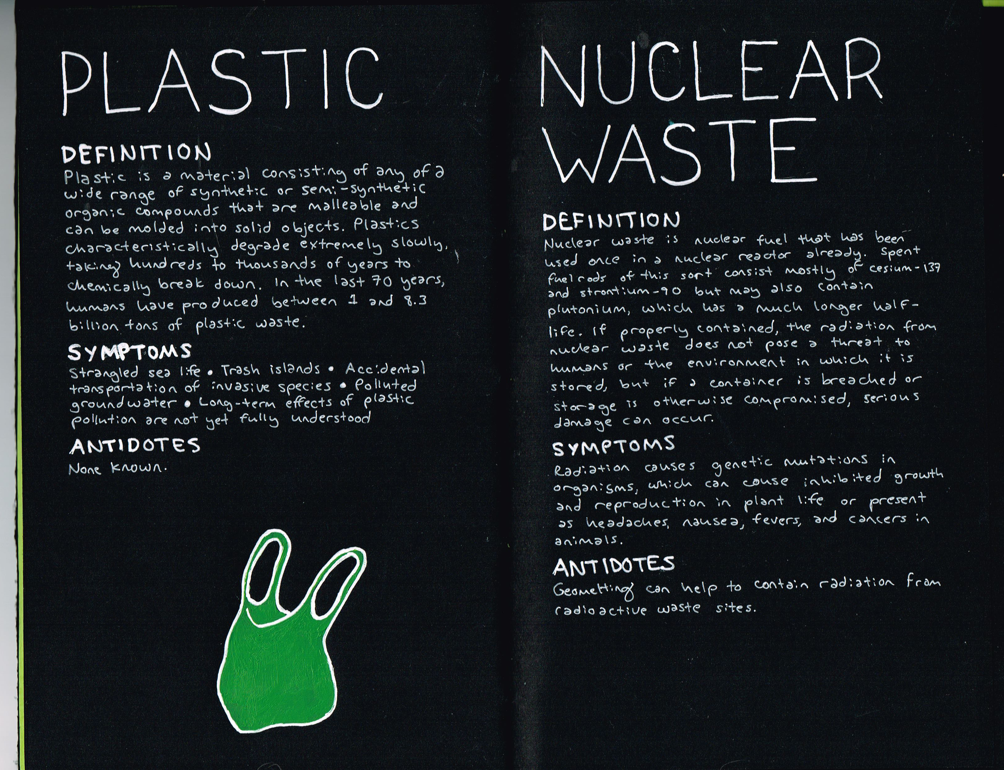 Environmental Poisons spread about plastic and nuclear waste