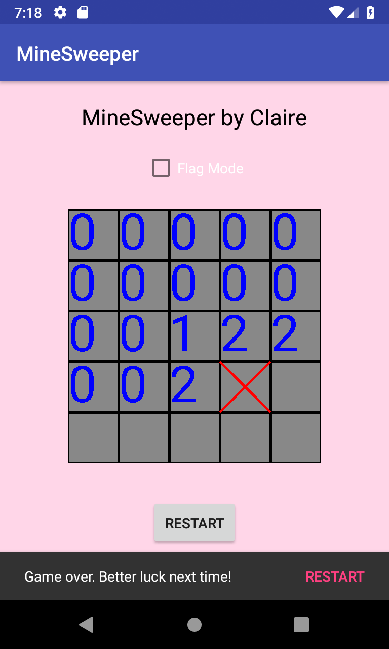 Minesweeper app loss