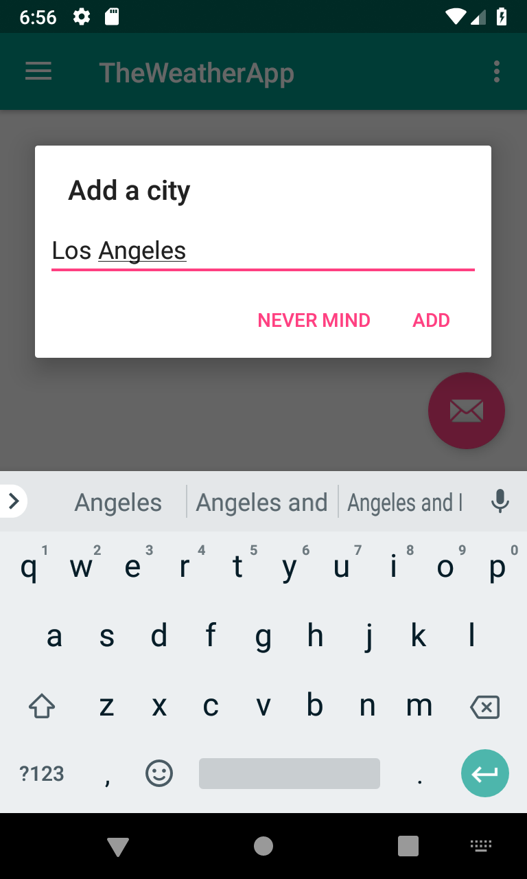 Add City dialog in weather app